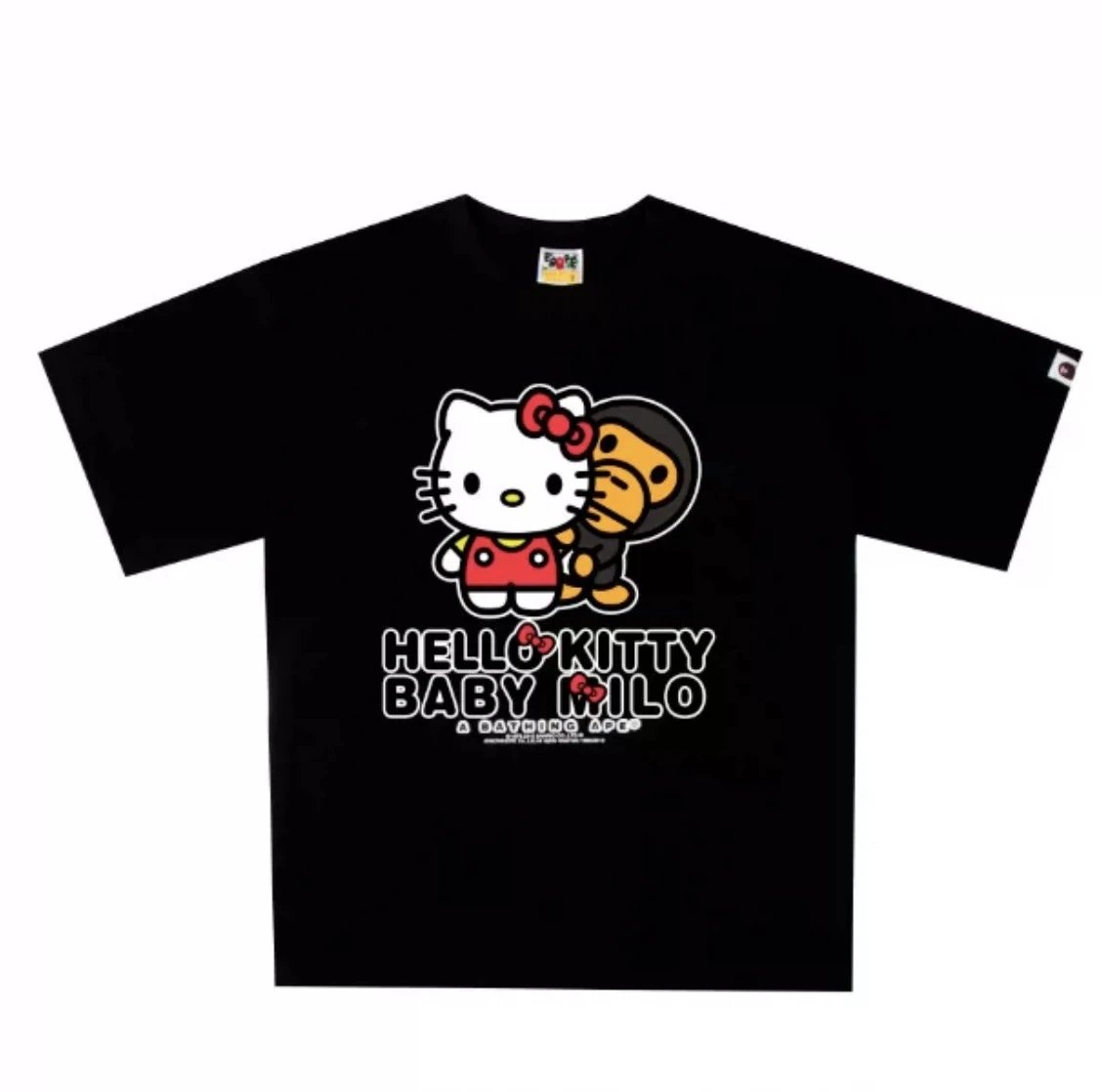 A Bathing Ape T-Shirts Baby Milo Sanrio Character Graphic — black kitty