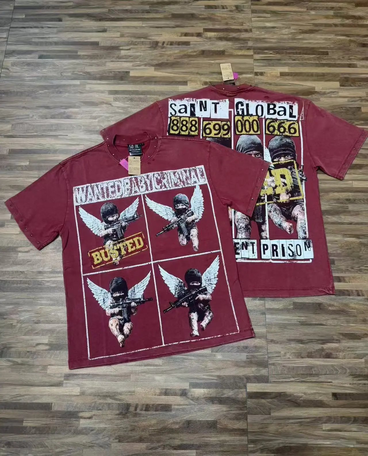Saints Global T-Shirts Rhinestone Graphic T-Shirt — S7010 Red