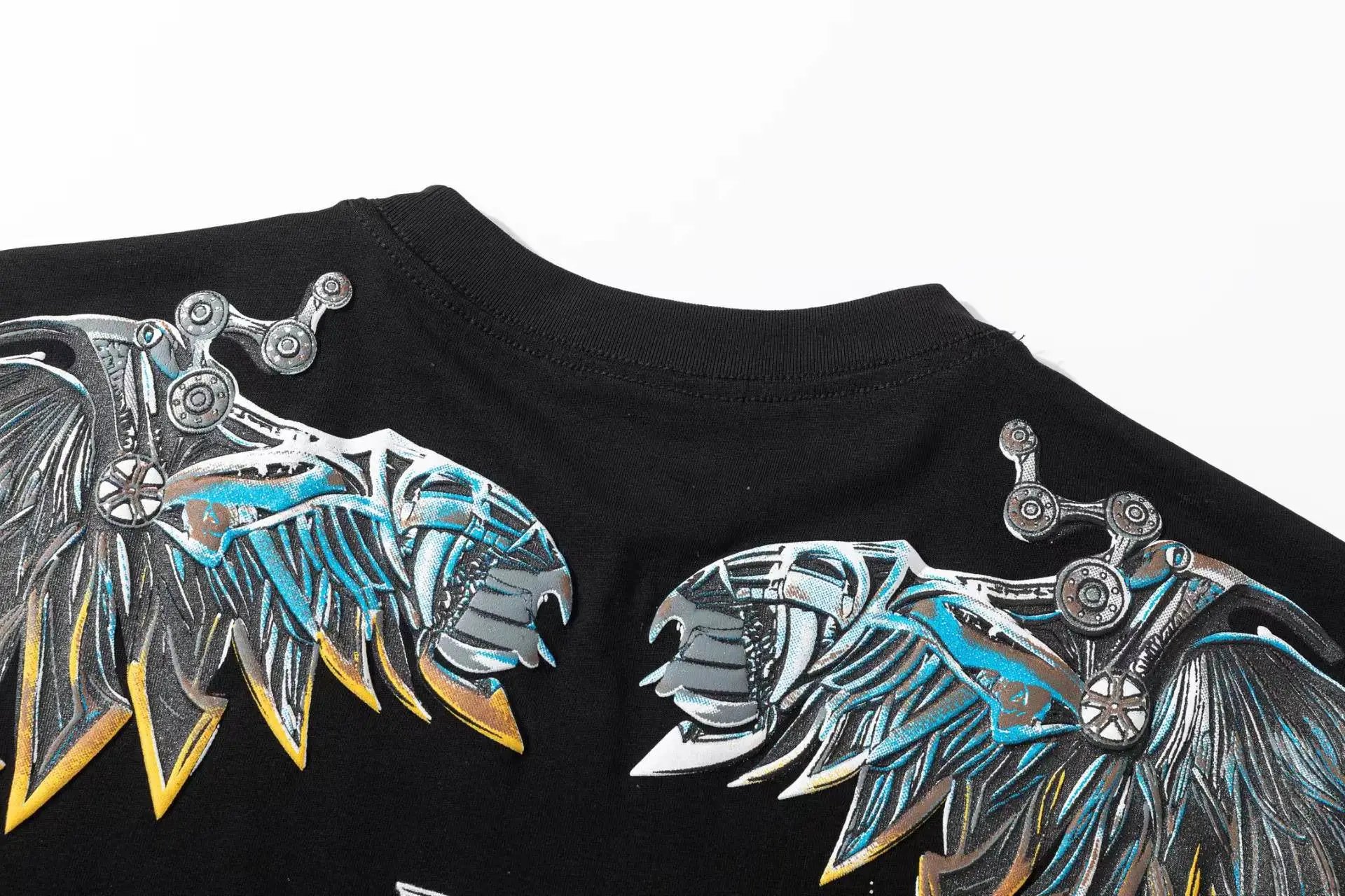 Design BOY Eastern Winged Eagle Embroidered Black Sweat Shorts - 22