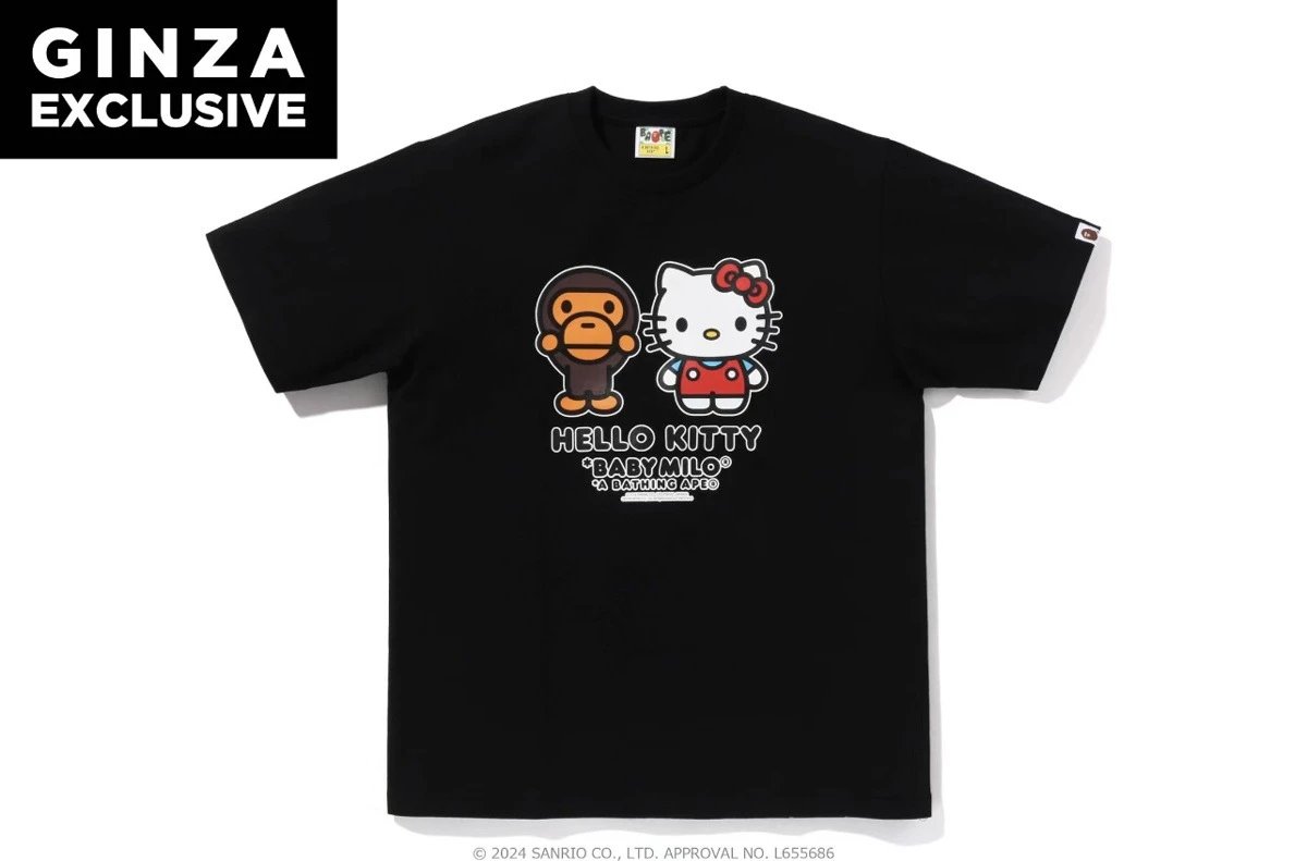 A Bathing Ape T-Shirts Baby Milo Sanrio Character Graphic — Black kitty2