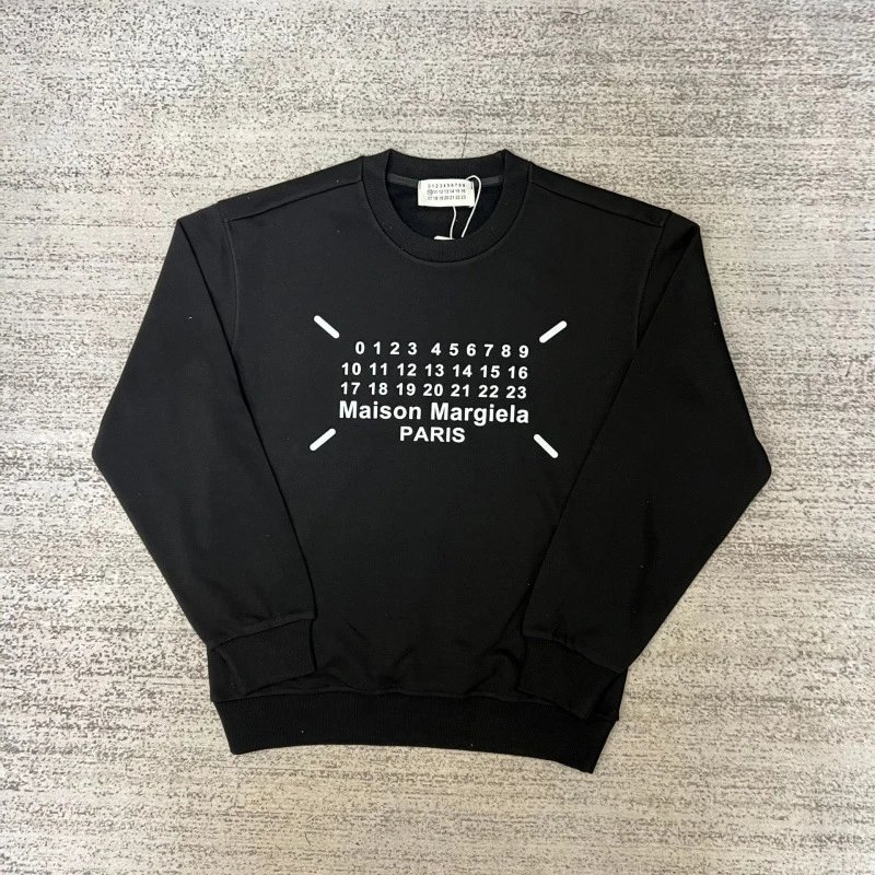 Maison Margiela Hoodies & Sweatshirts Crewneck sweatshirt with number-logo graphics — 12 black