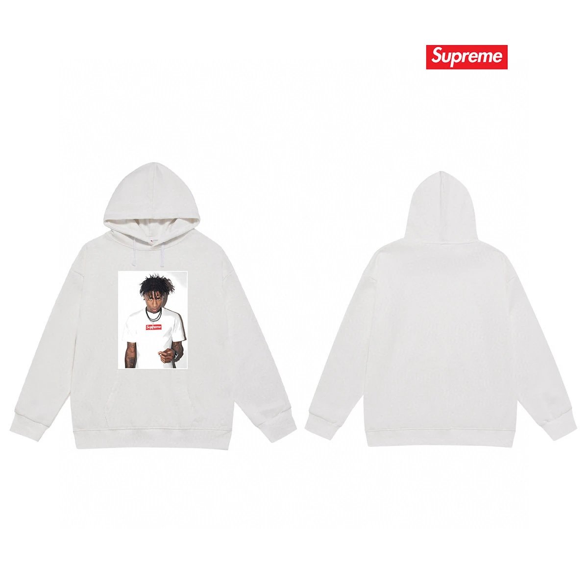 Supreme Hoodies & Sweatshirts Fleece-Lined Graphic Pullover Hoodie — 69-1 Fleece-lined style