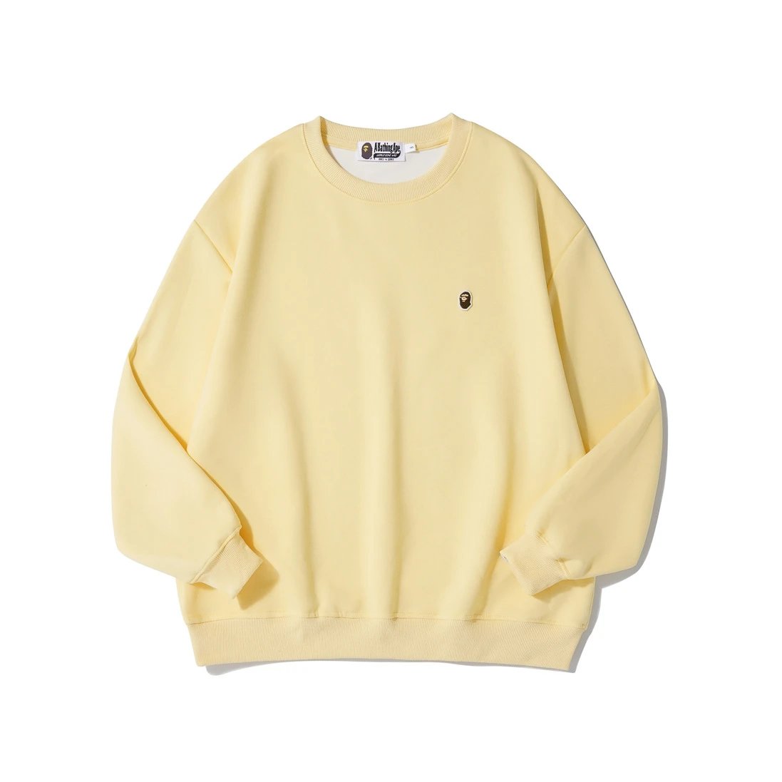 A Bathing Ape Hoodies & Sweatshirts Head Embroidered Crewneck Sweatshirt — Yellow