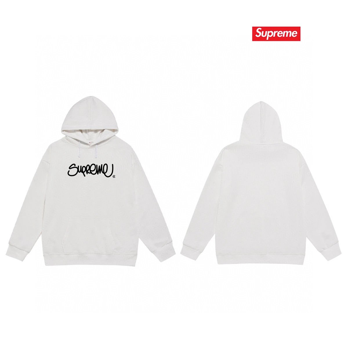 Supreme Hoodies & Sweatshirts Fleece-lined pullover hoodie with distorted logo — 77-1 Fleece-lined style