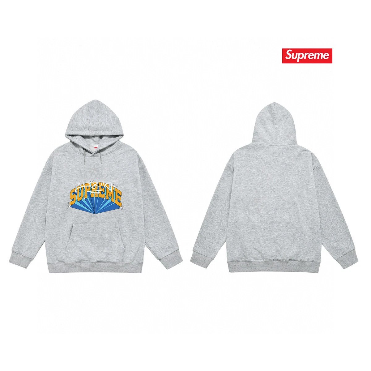 Supreme Hoodies & Sweatshirts Fleece-lined pullover hoodie with distorted logo — 80-3 Fleece-lined style