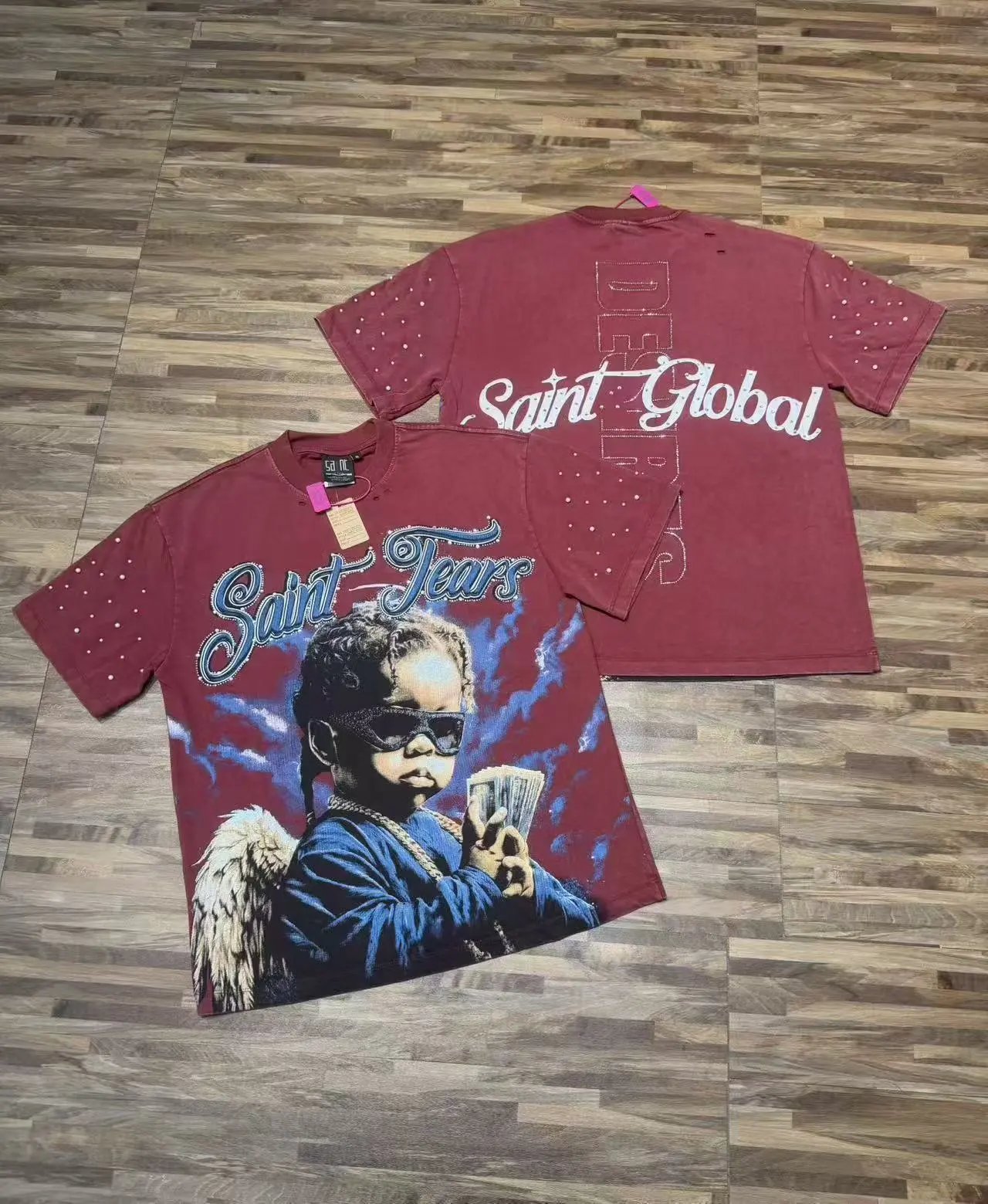 Saints Global T-Shirts Rhinestone Graphic T-Shirt — S7000 red