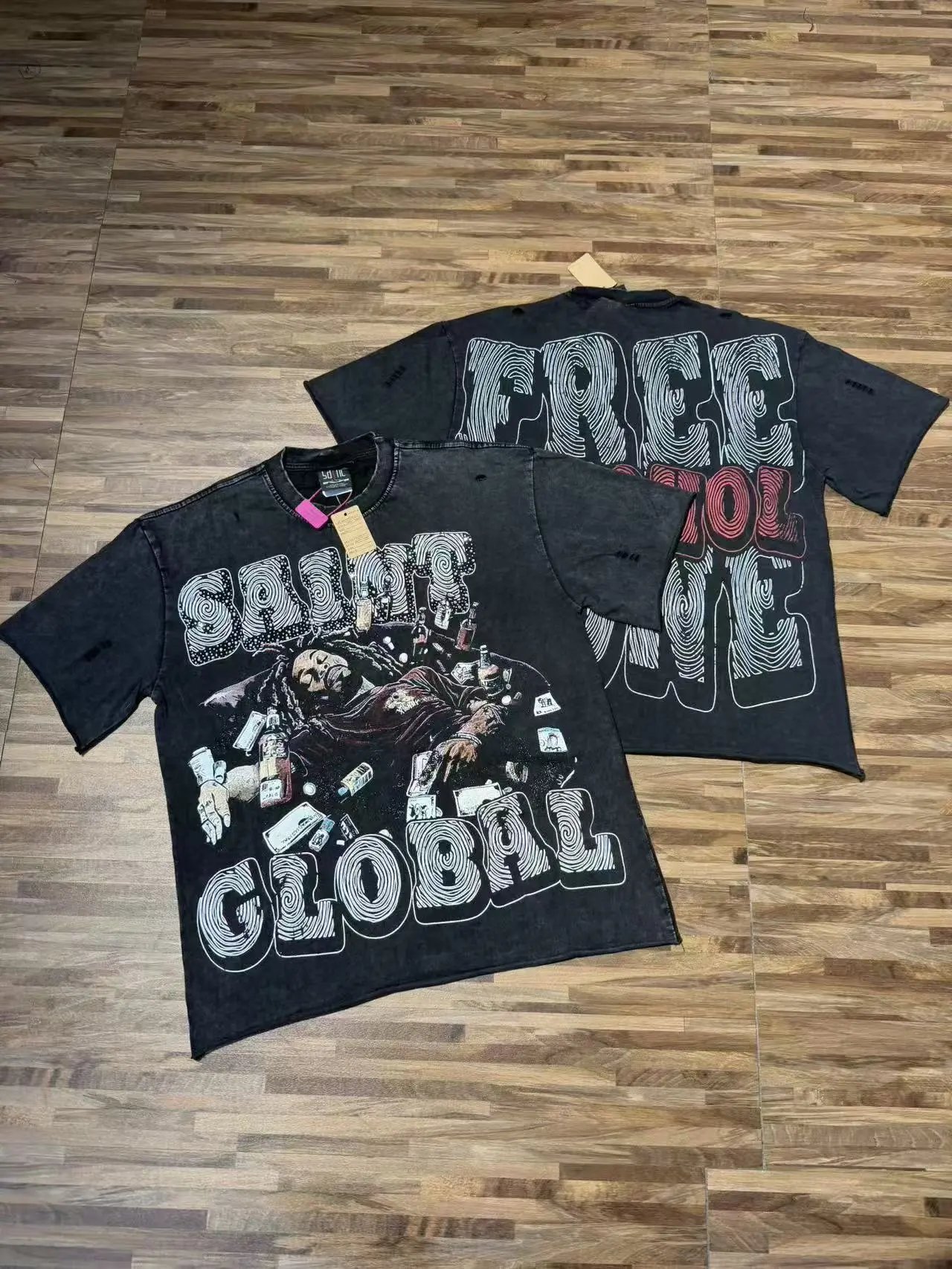 Saints Global T-Shirts Rhinestone Graphic T-Shirt — S7702 Black