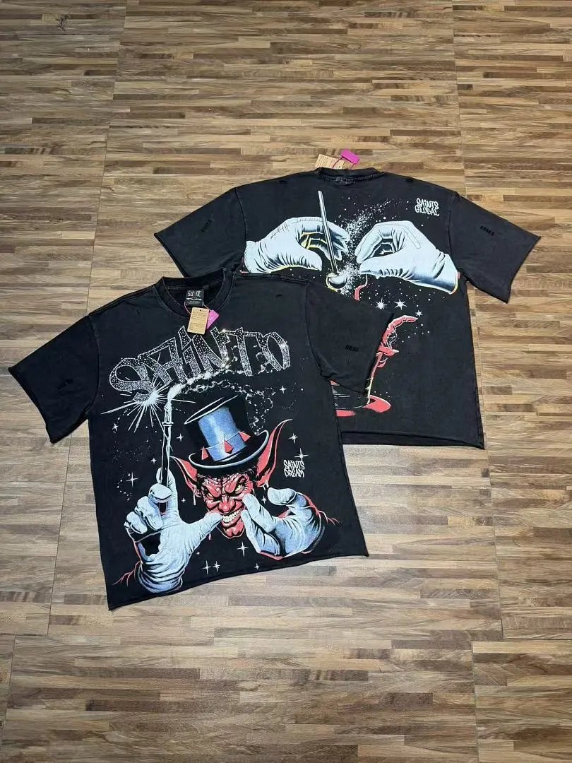 Saints Global T-Shirts Rhinestone Graphic T-Shirt — S7106 Black