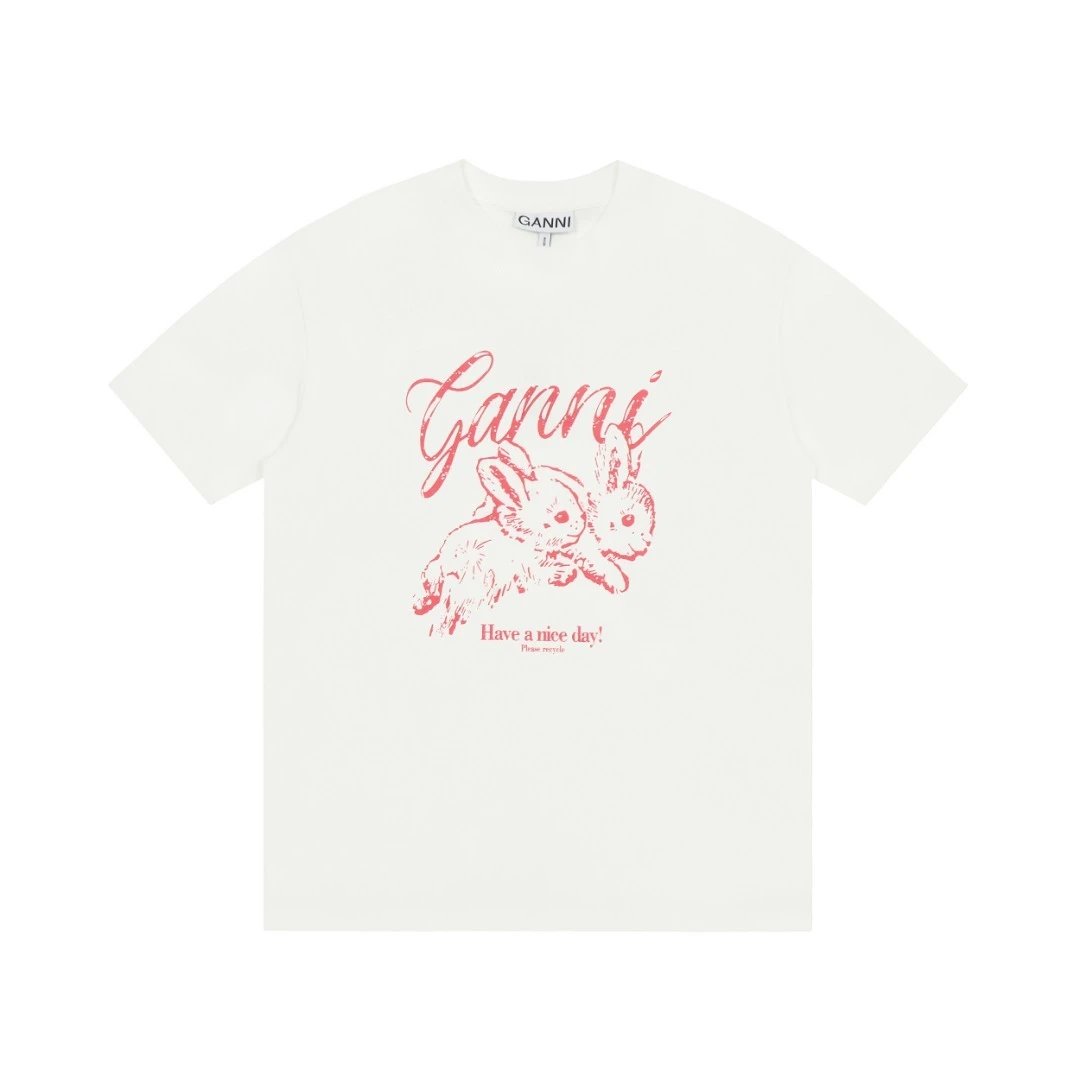 GANNI T-Shirts Graphic Print Short-Sleeve T-Shirt — GA61