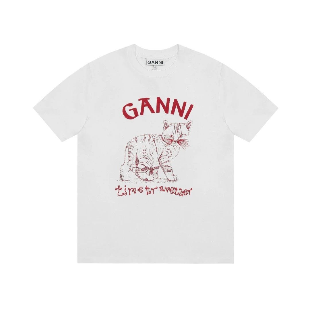 GANNI T-Shirts Graphic Print Short-Sleeve T-Shirt — 25