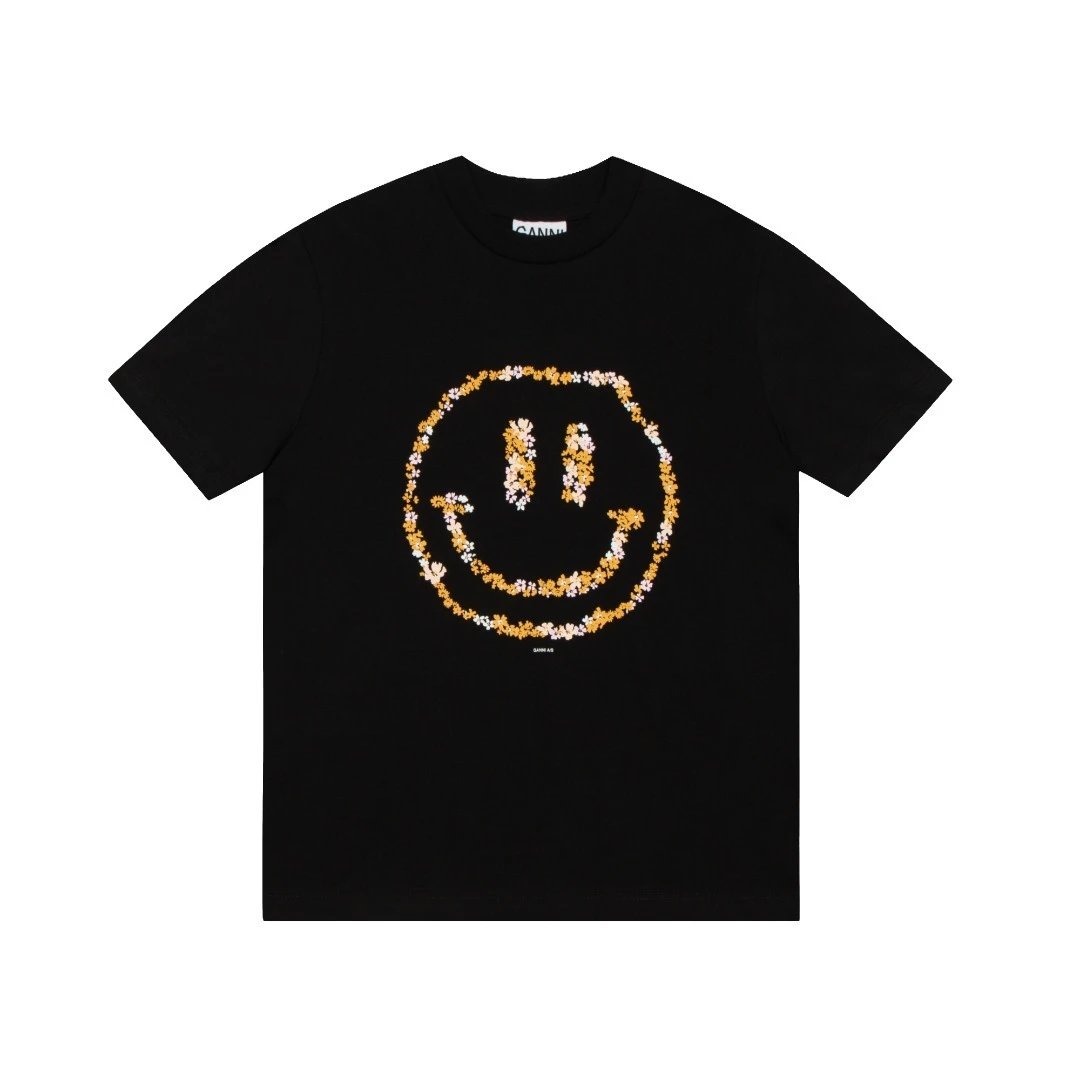GANNI T-Shirts Graphic Print Short-Sleeve T-Shirt — 1