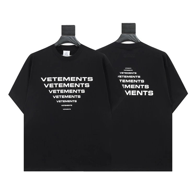 Vetements T-Shirts Graphic Logo Print — 8002 black