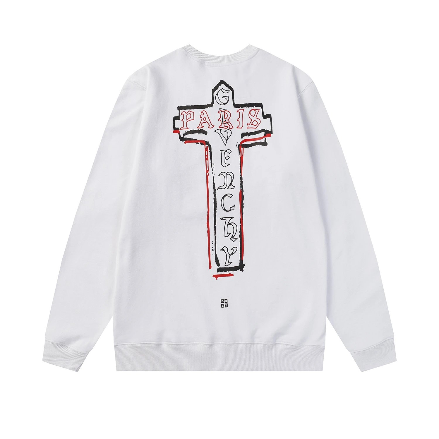 Givenchy Logo Print Green 4G Locks Sweatshirt White Hoodie - 25