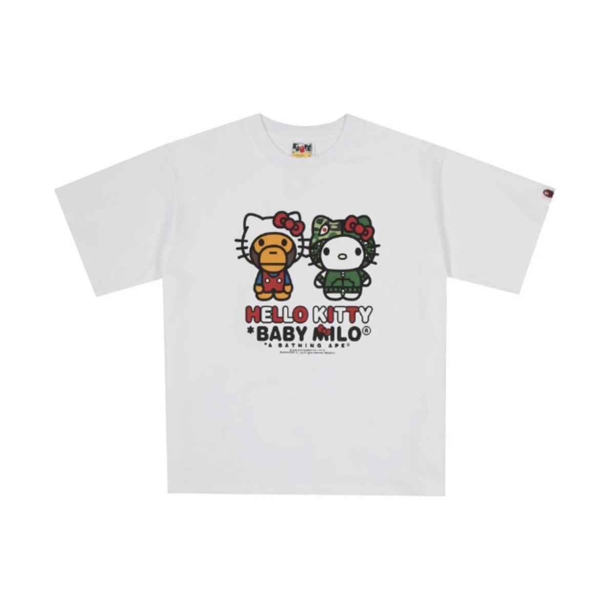 A Bathing Ape T-Shirts Baby Milo Sanrio Character Graphic — White and green 2