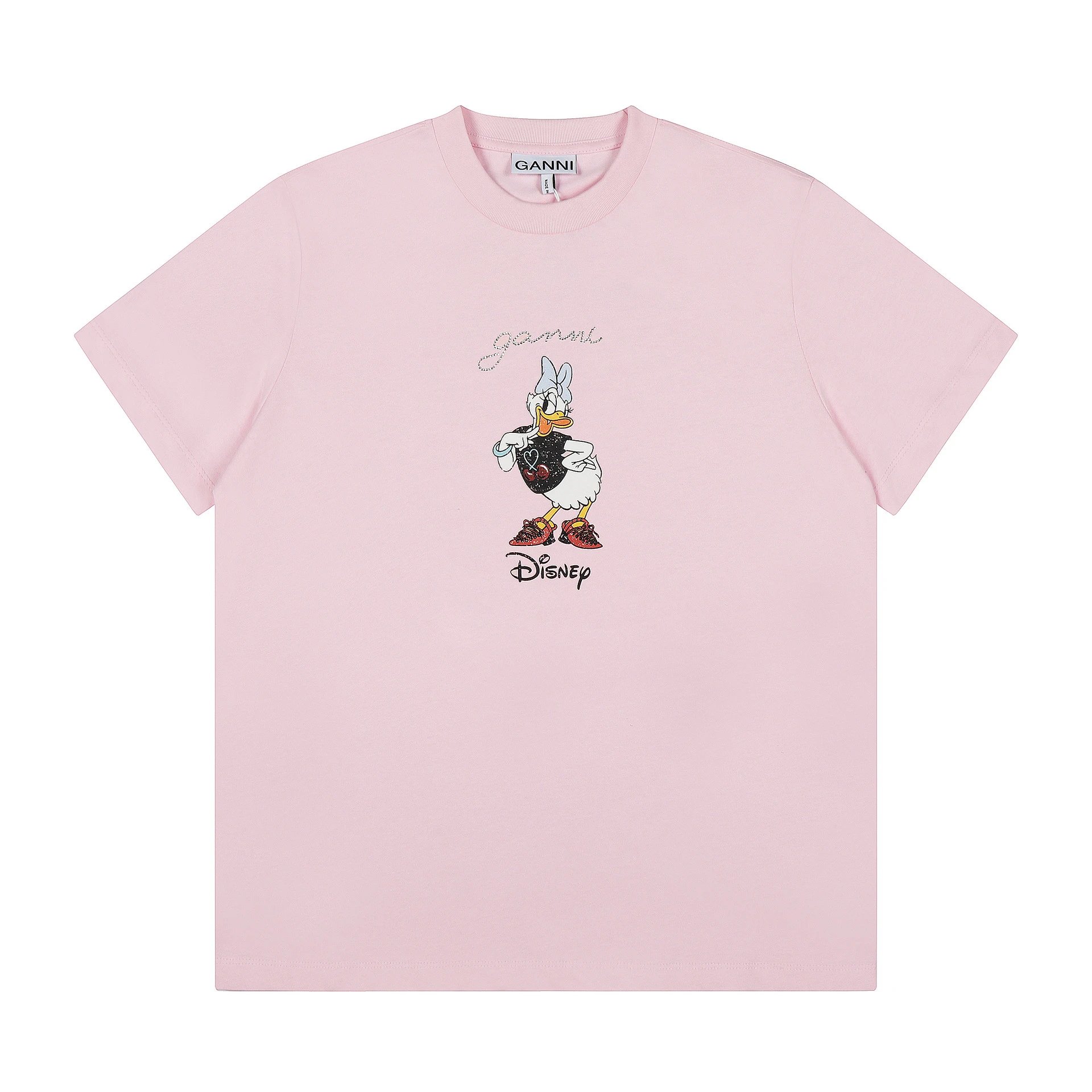GANNI T-Shirts Graphic Print Short-Sleeve T-Shirt — GA 83 Pink