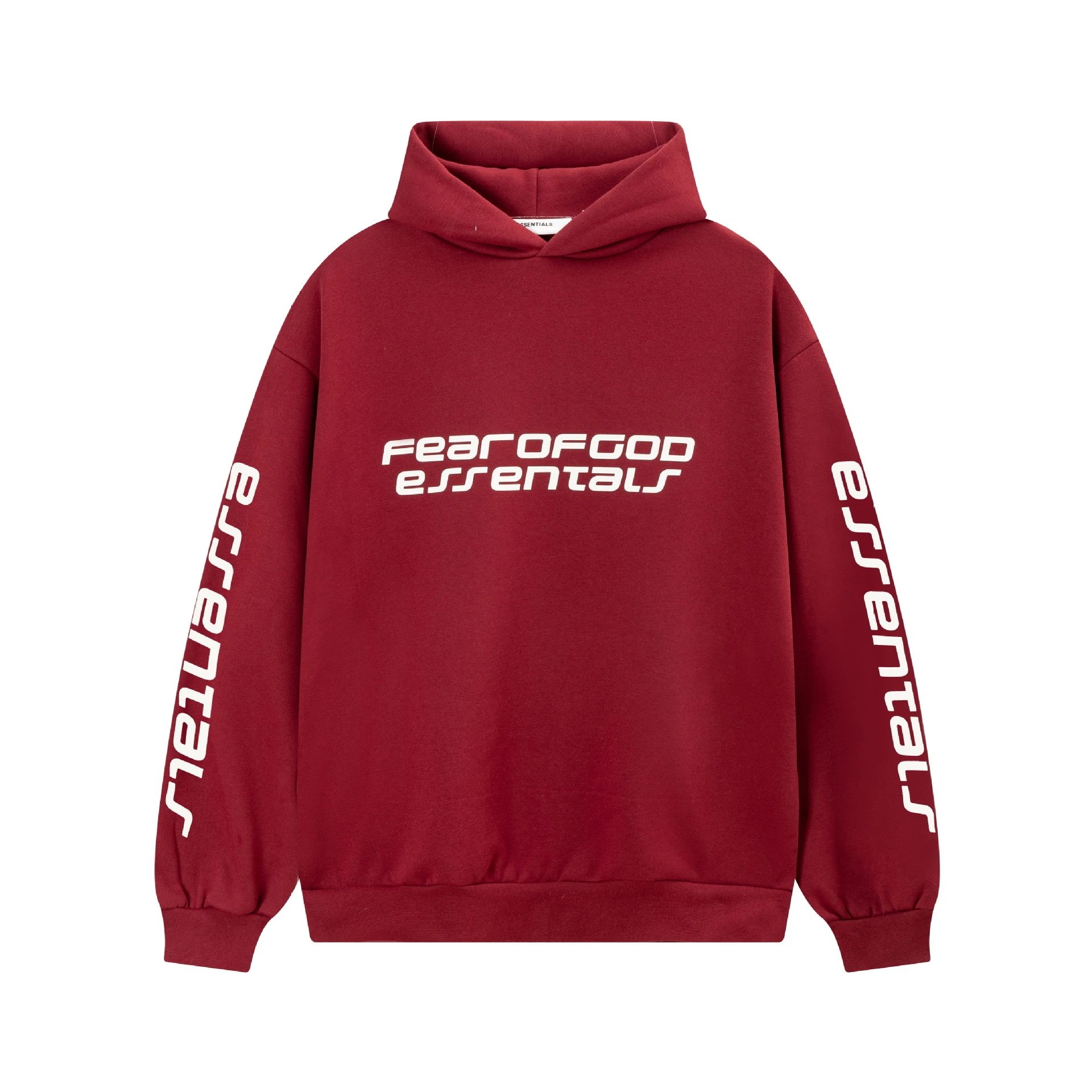 Fear of God Hoodies & Sweatshirts Essentials Logo Hooded Sweatshirt — Wine red 2277