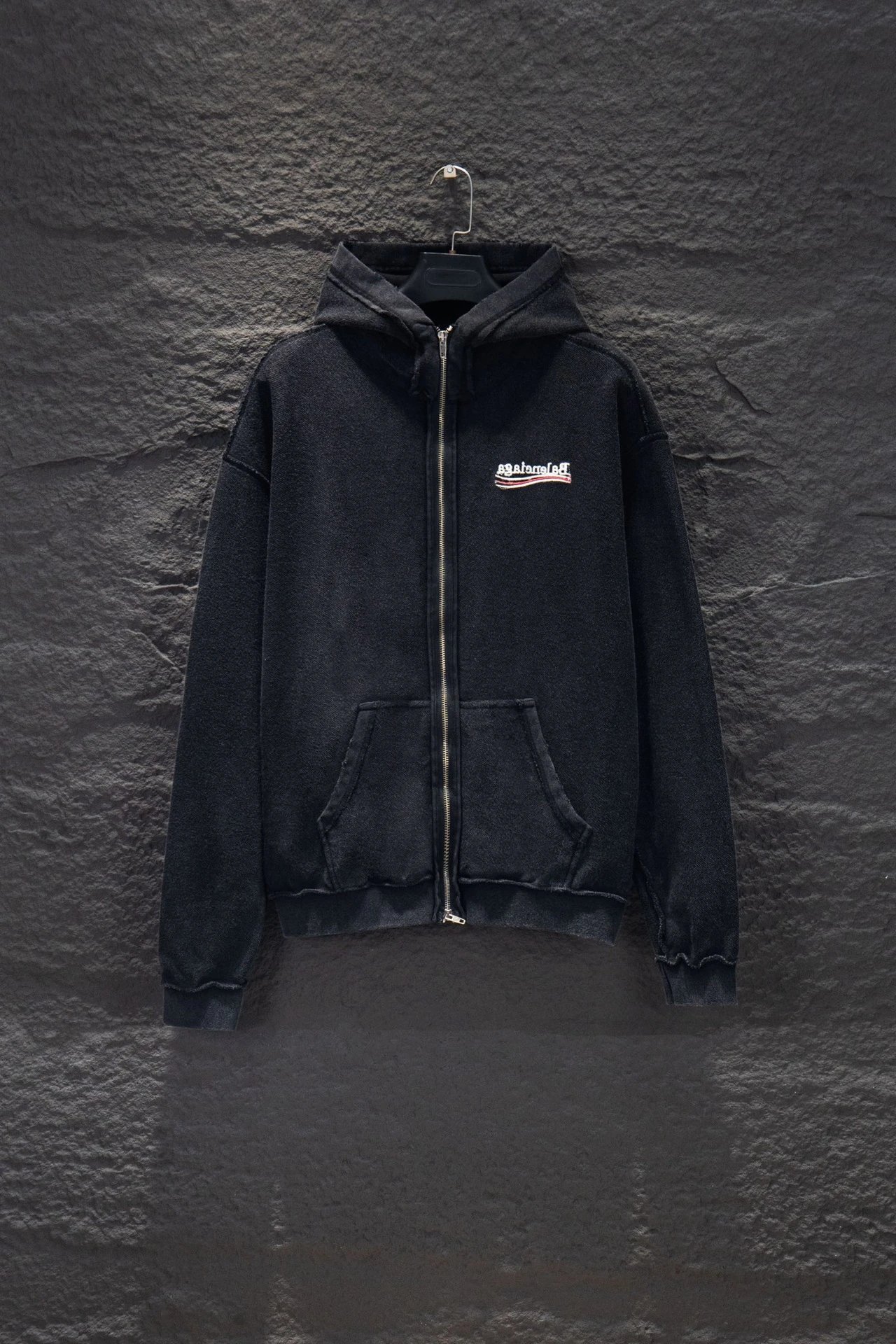 Unbranded Hoodies & Sweatshirts Oversized Letter-Graphic Pullover Hoodie — Washed Black 5216