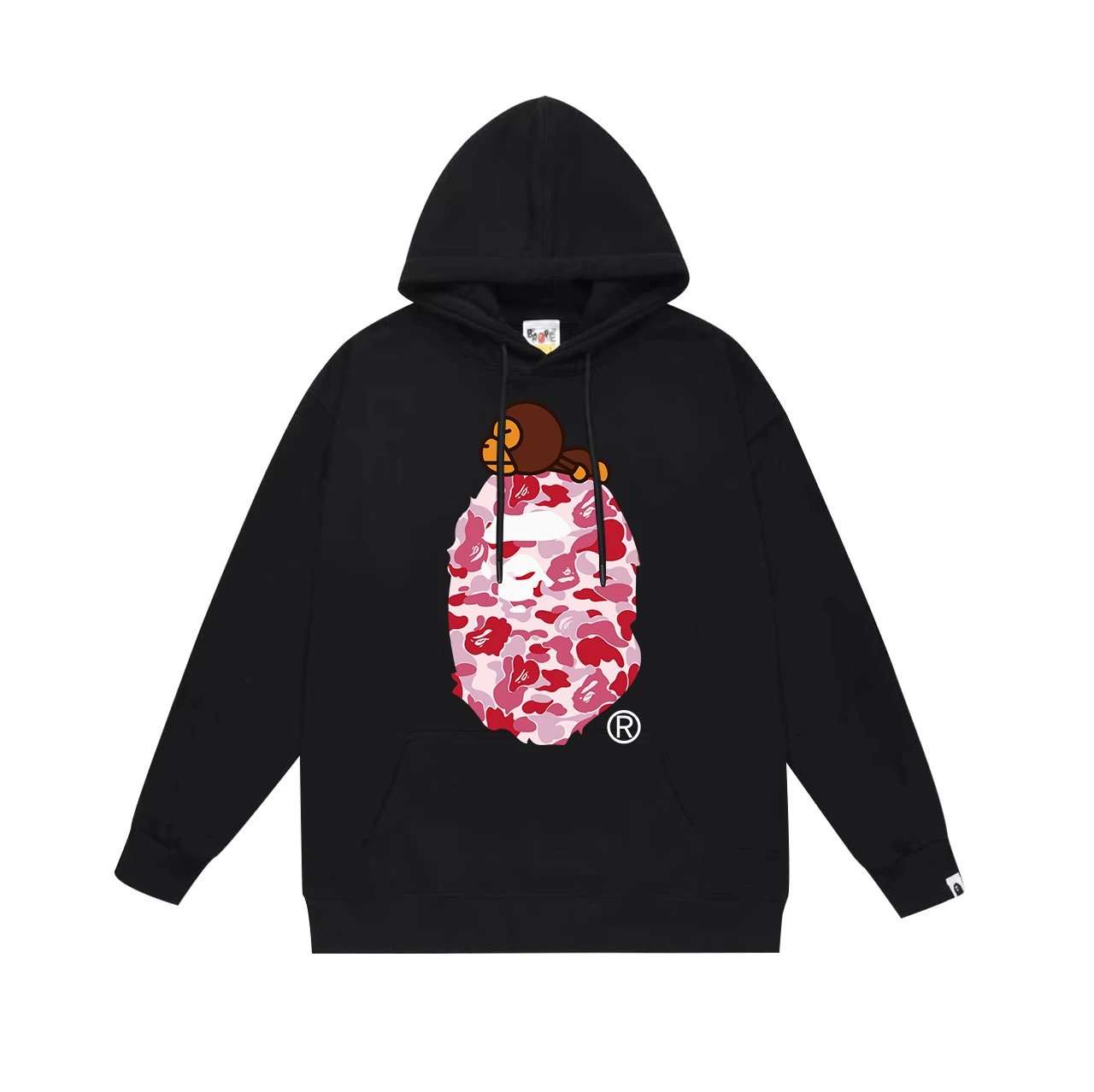 A Bathing Ape Hoodies & Sweatshirts Camo Head Graphic Pullover Hoodie — 648 Black powder