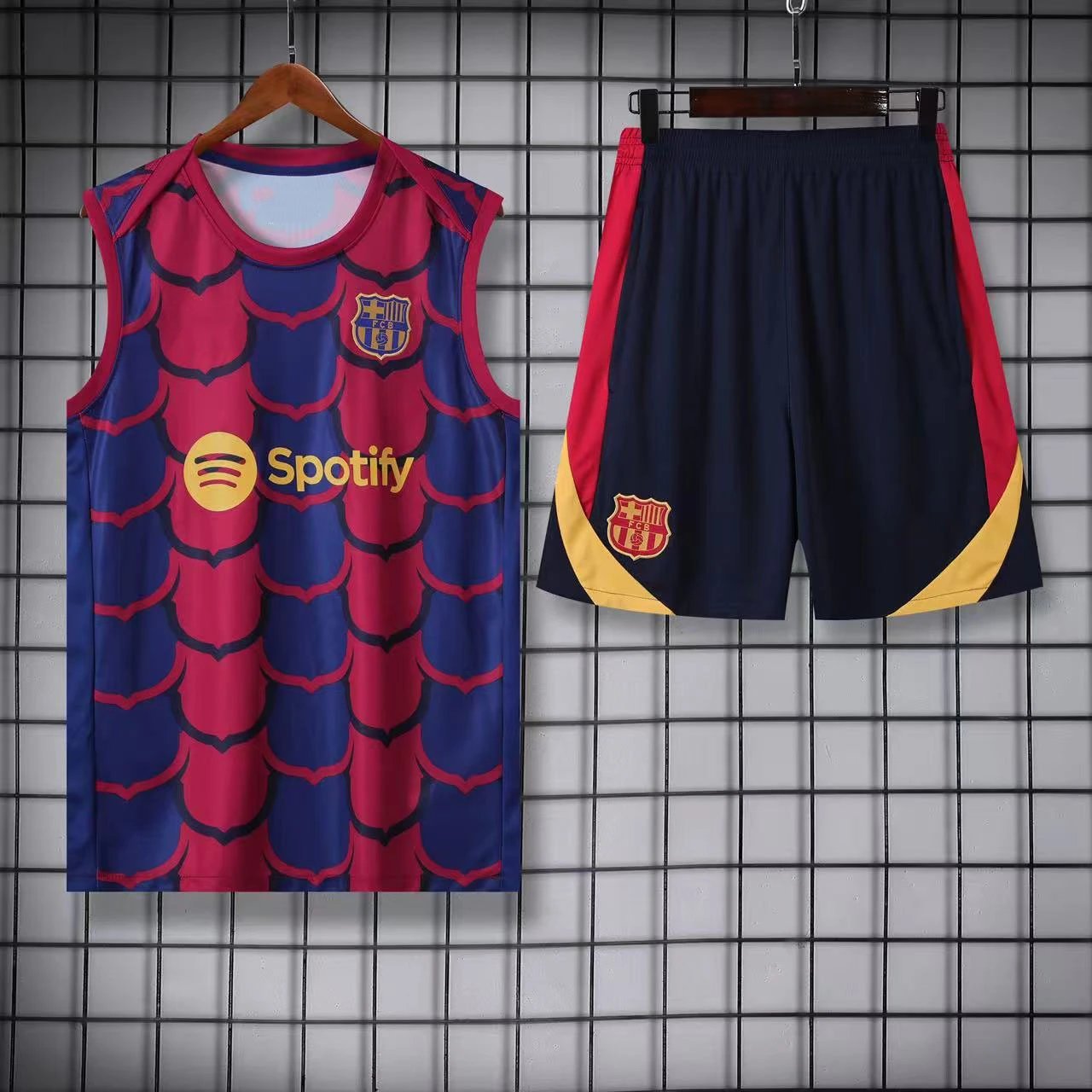 Atlético de Madrid Football Jerseys Sleeveless jersey and shorts set — 2425 Barcelona red and blue camouflage edition