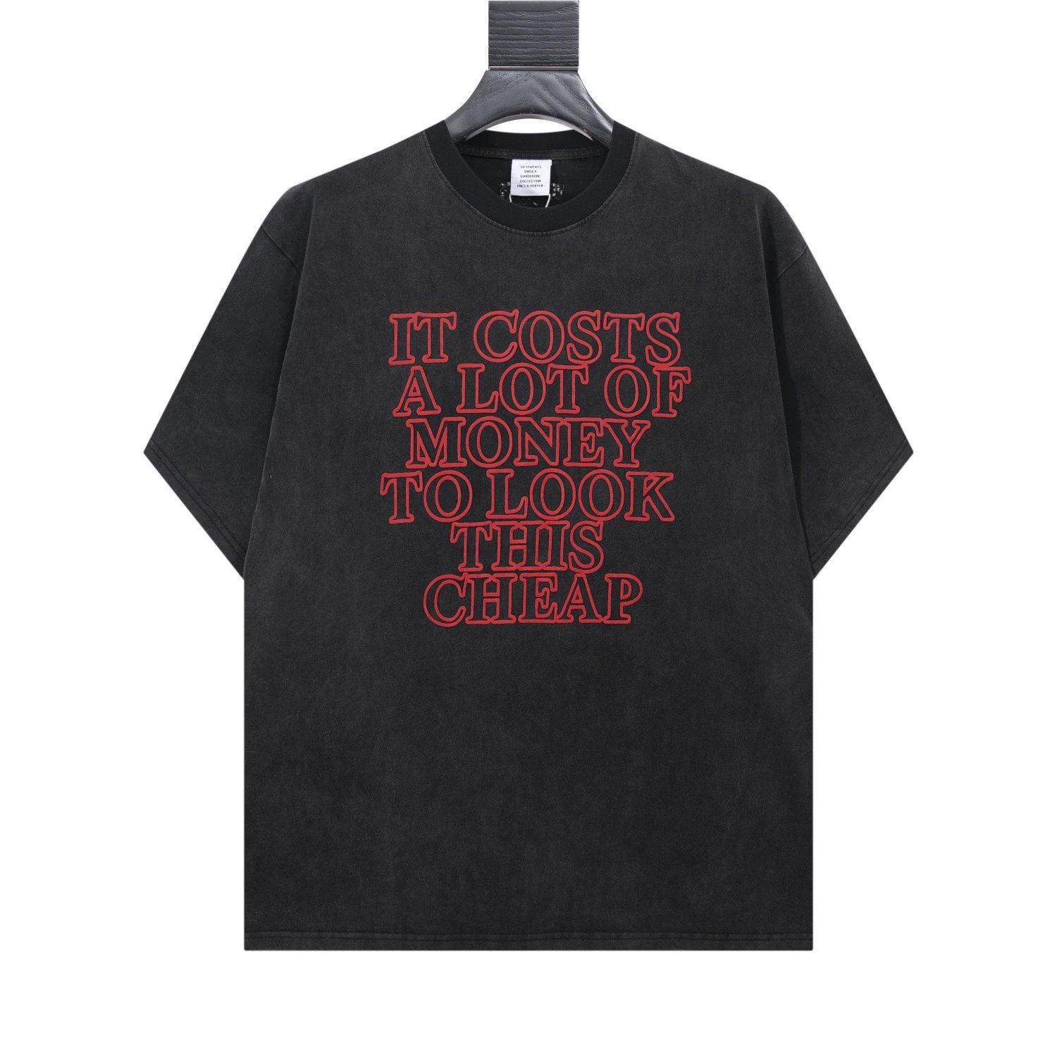 Vetements T-Shirts Graphic Logo Print — 8018 Washed black