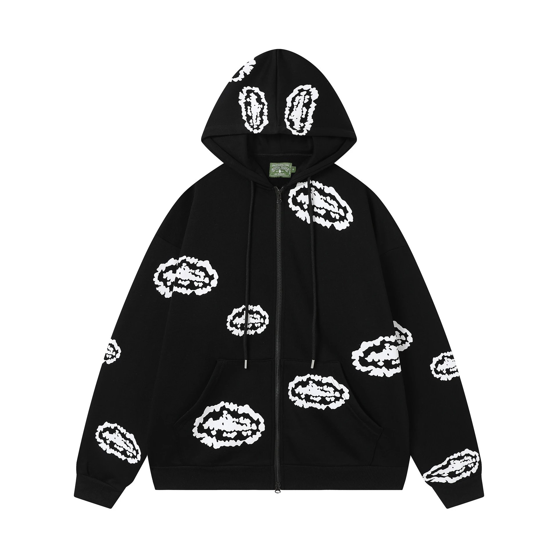 Corteiz Hoodies & Sweatshirts Zip-up hooded sweatshirt with embroidered chest emblem — D 01 Black top