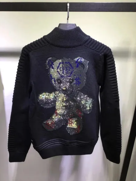 Philipp Plein Teddy Bear Crystal Embellished Black Sweater - 1