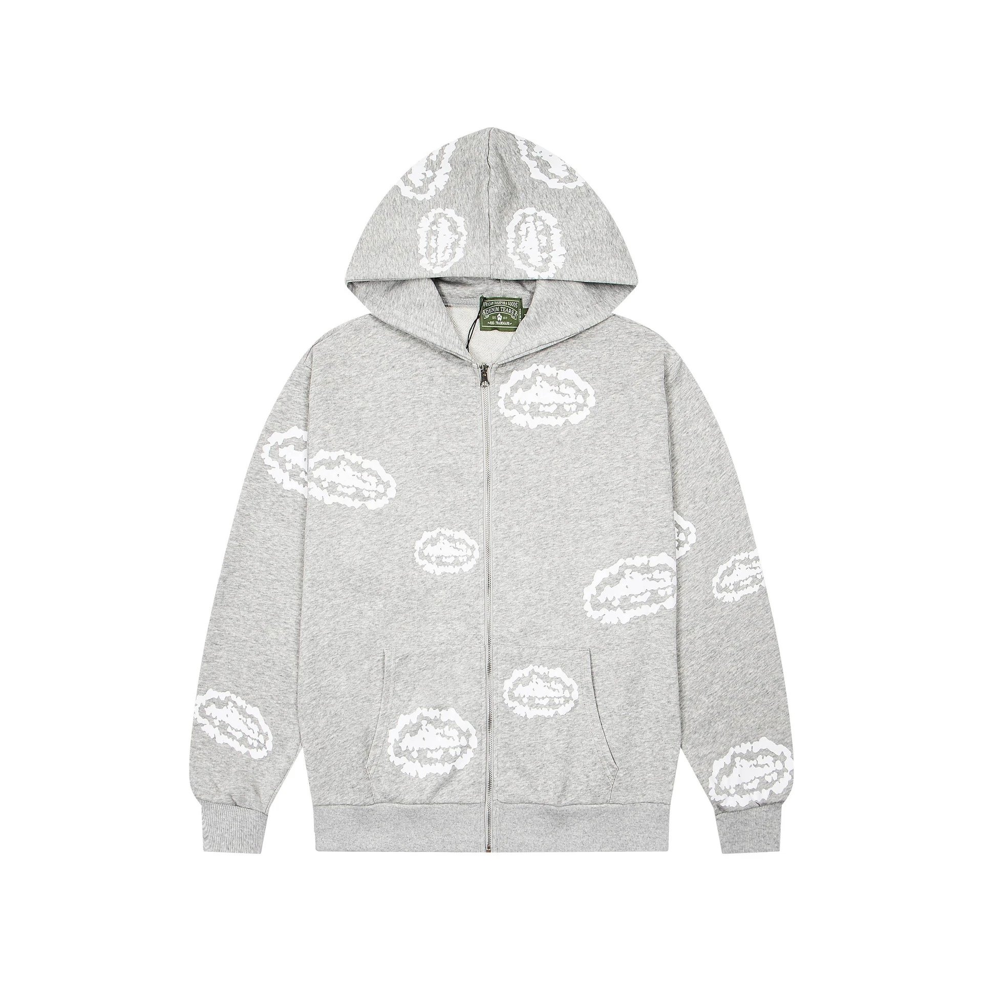 Corteiz Hoodies & Sweatshirts Zip-up hooded sweatshirt with embroidered chest emblem — D 801 Gray top