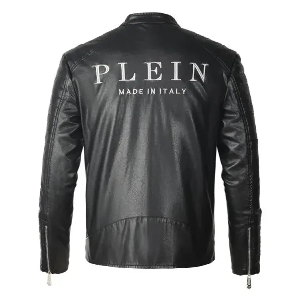 Philipp Plein Logo-Back Black Leather Jacket - 1
