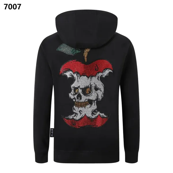 Philipp Plein Apple Skull Embroidered Black Hoodie - 1