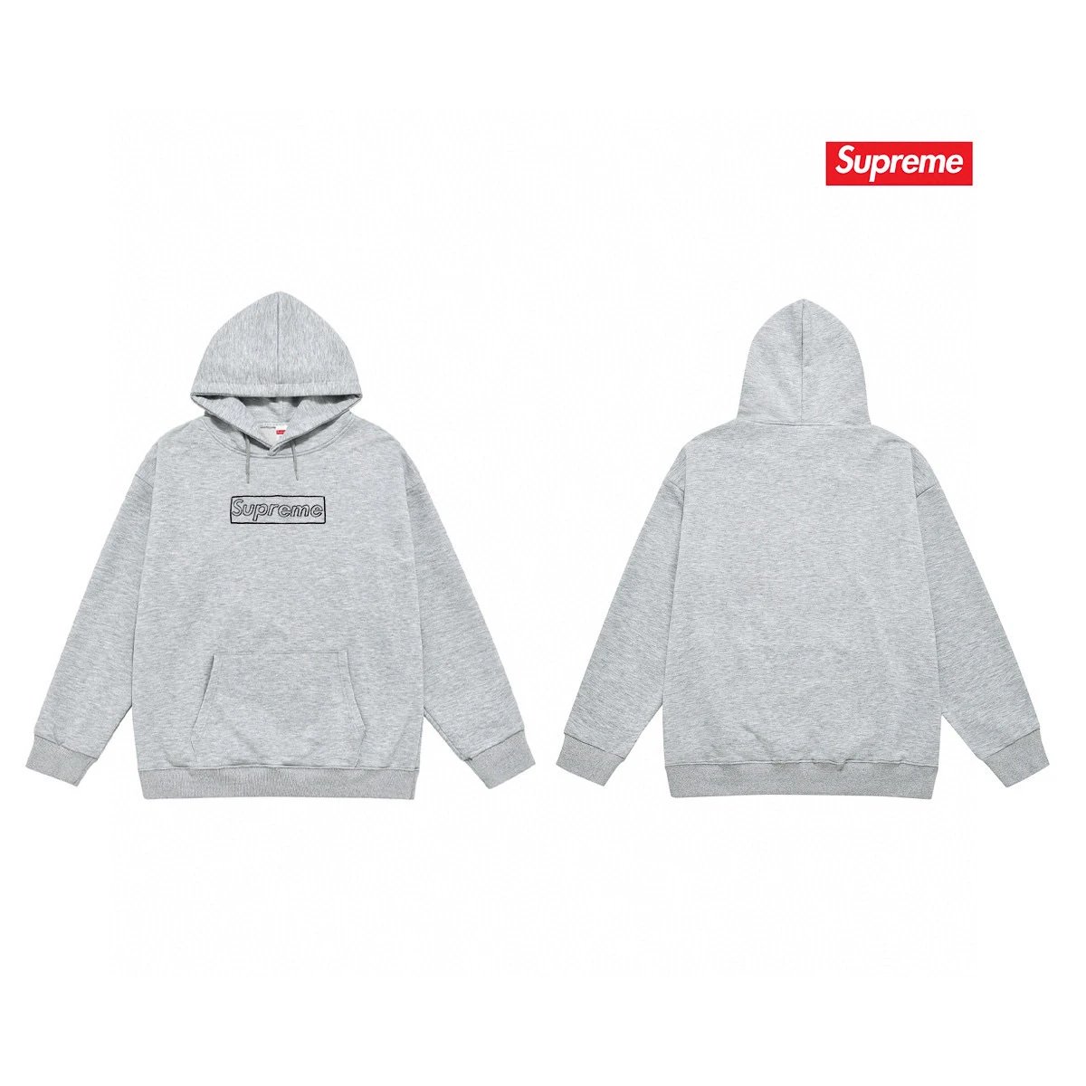 Supreme Hoodies & Sweatshirts Fleece-lined pullover hoodie with distorted logo — 78-3 Fleece-lined style
