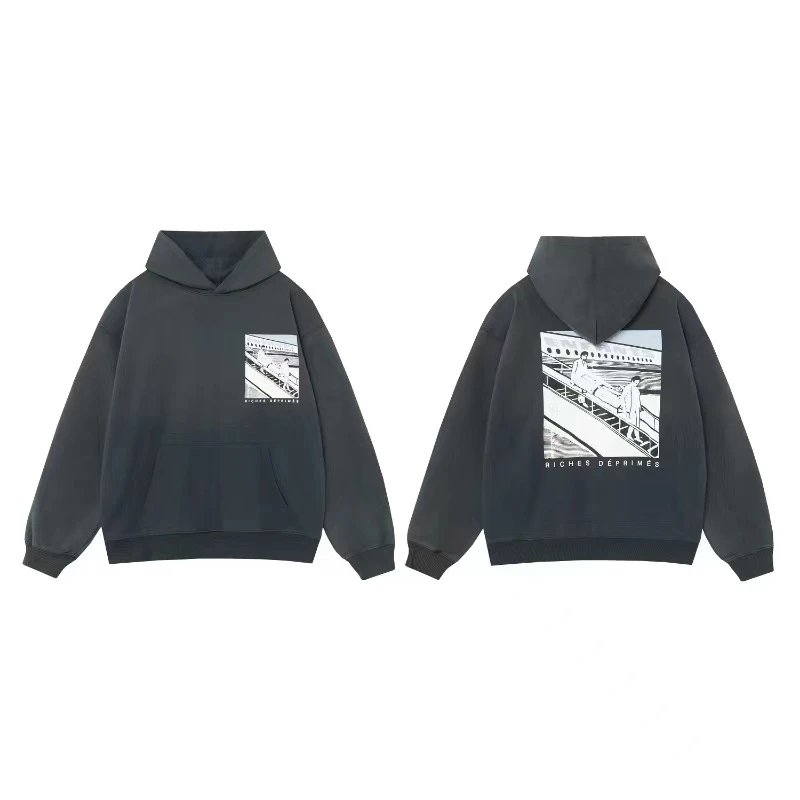 Design ERD Acid Wash Hoodie Black / Red - 17