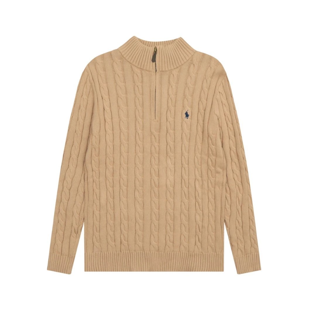 Polo Ralph Lauren Knitwear Cable-Knit Quarter-Zip Sweater — DS014 khakis