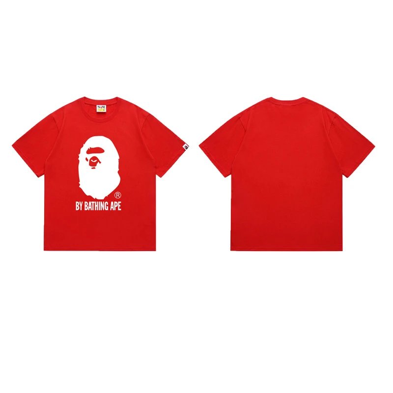 A Bathing Ape T-Shirts Head Graphic Print — 164 red