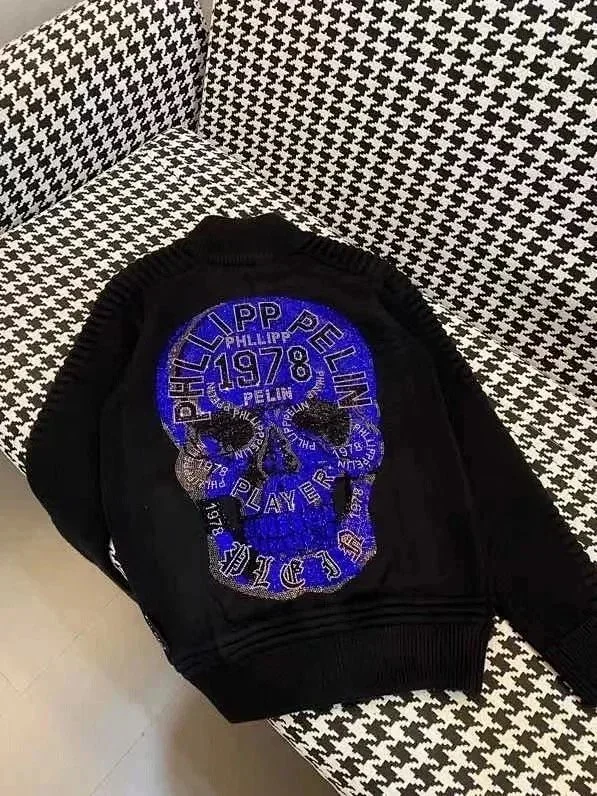 Philipp Plein Knitwear Ribbed Turtleneck Skull Embellished Sweater product detail image 9