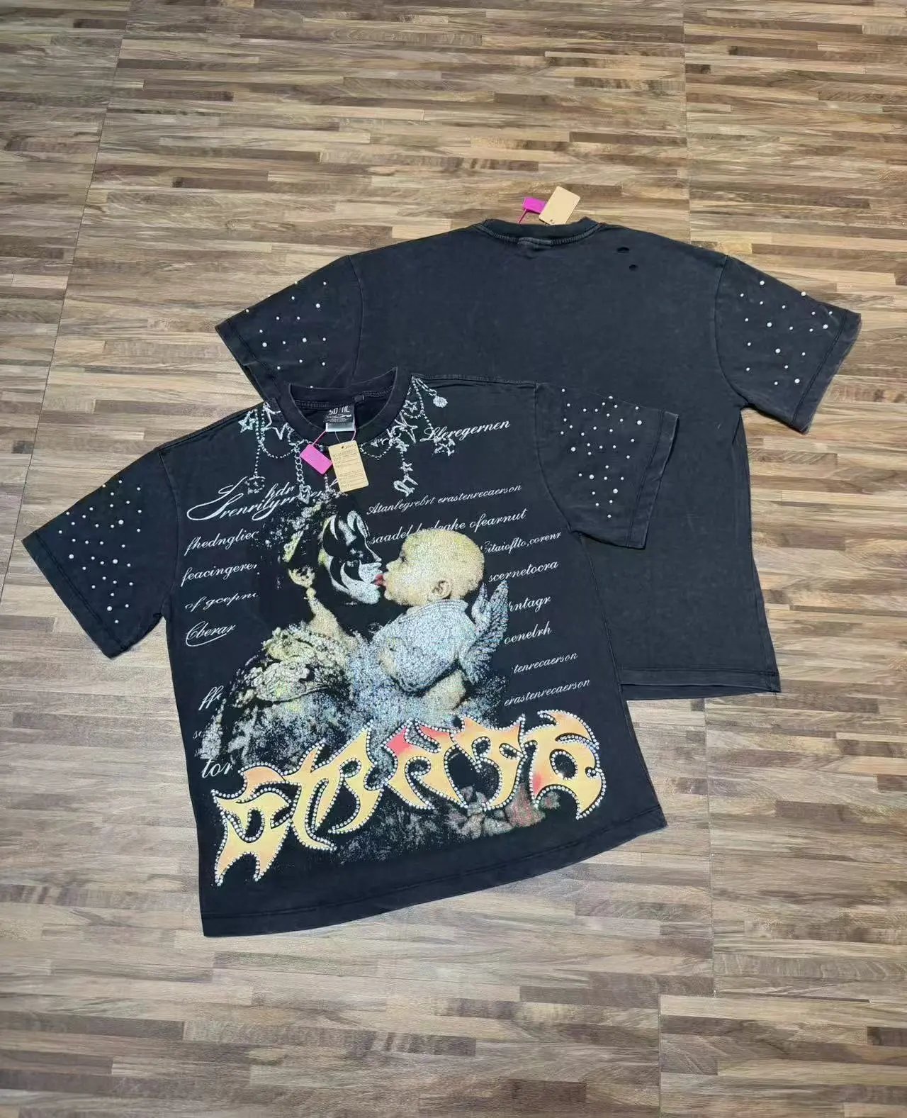 Saints Global T-Shirts Rhinestone Graphic T-Shirt — S7003 Black