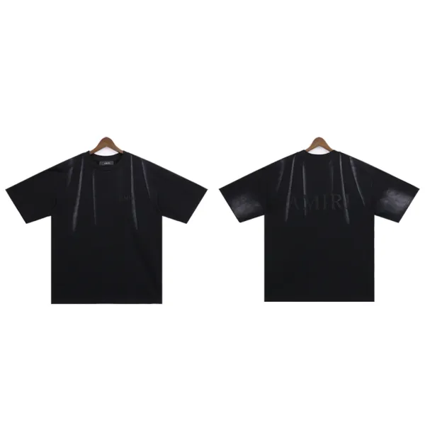 Amiri Leather-Panelled Black T-Shirt - 1