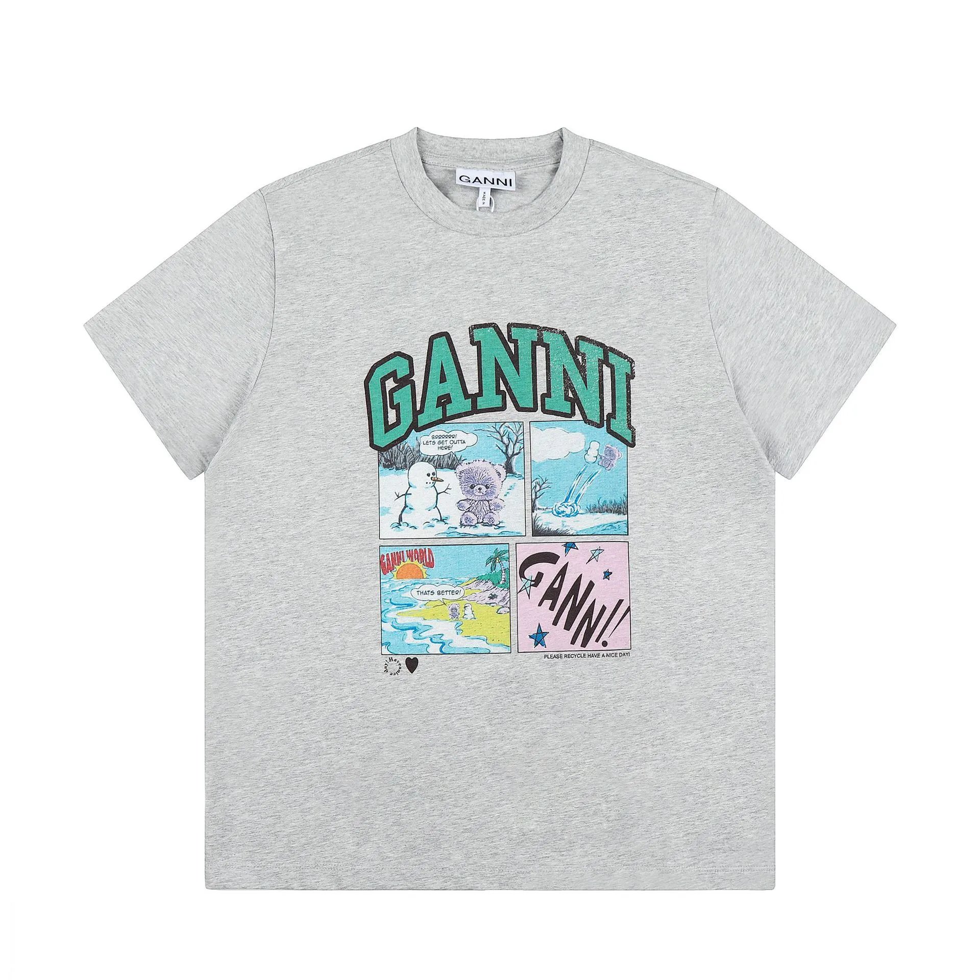 GANNI T-Shirts Graphic Print Short-Sleeve T-Shirt — GA90