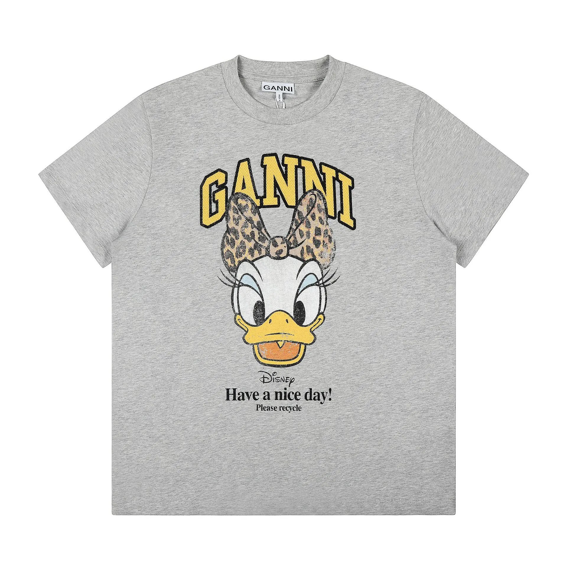 GANNI T-Shirts Graphic Print Short-Sleeve T-Shirt — GA 88 gray