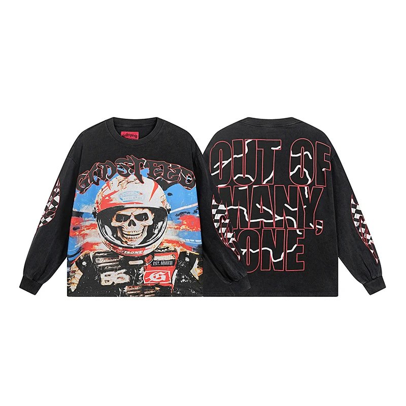 Godspeed Shirts Graphic long-sleeve crewneck shirt — G 1102 Washed black