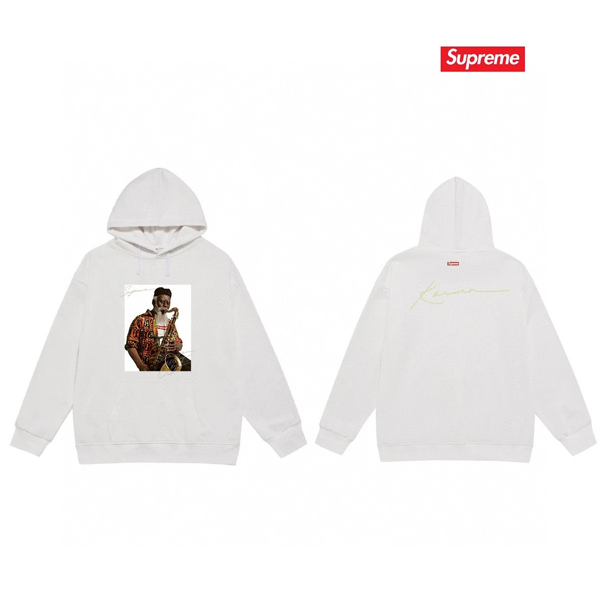Supreme Hoodies & Sweatshirts Fleece-Lined Hooded Sweatshirt with Fruit Graphic — 34-2 Fleece-lined style