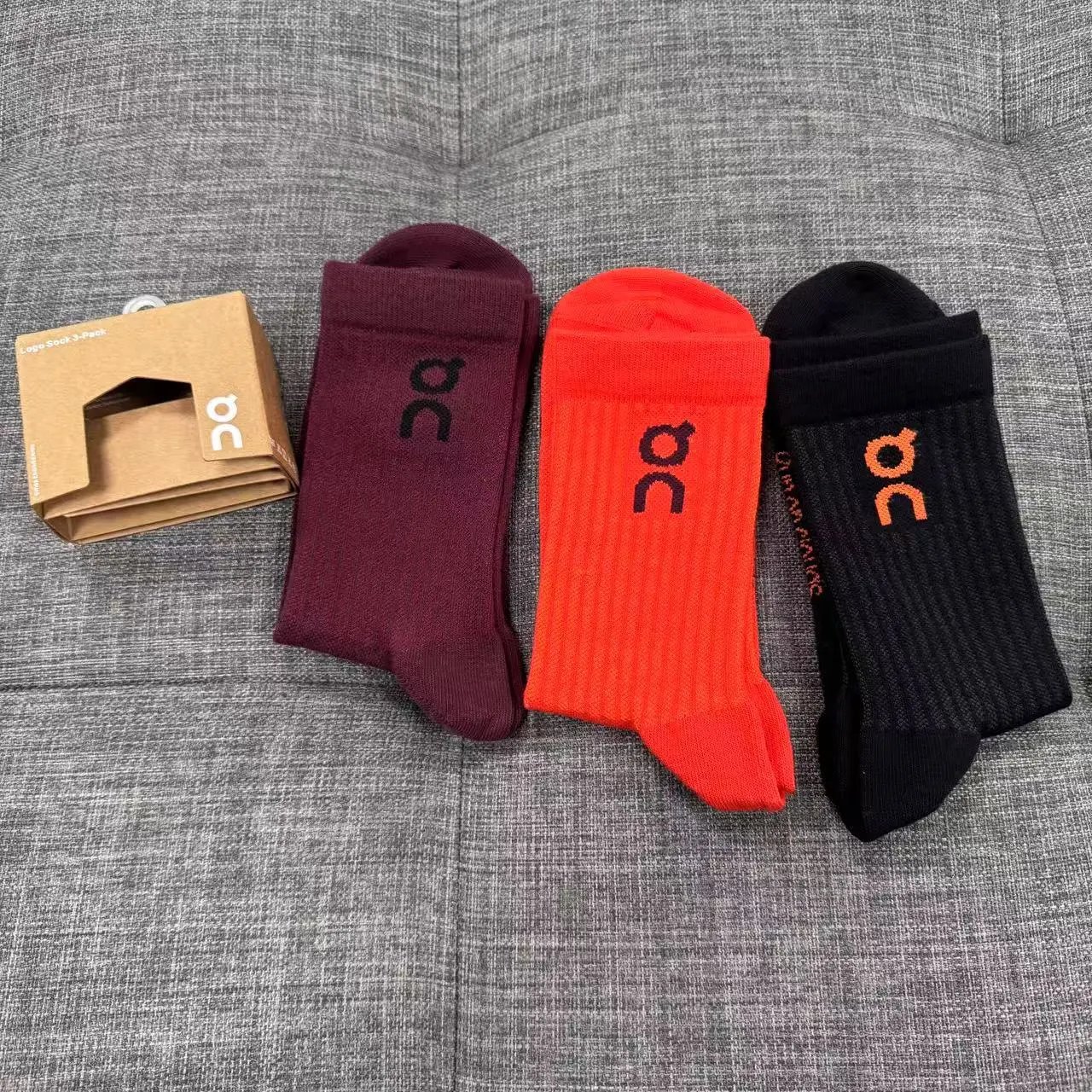 On Logo Sock 3-Pack Black Socks - 10