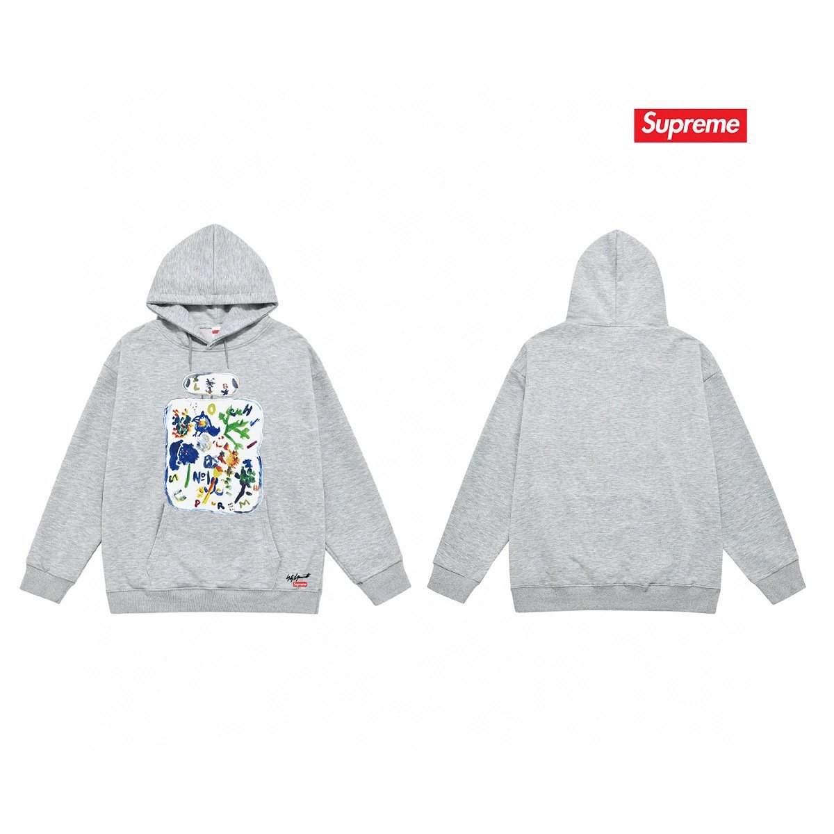 Supreme Hoodies & Sweatshirts Fleece-Lined Hooded Sweatshirt with Fruit Graphic — 43-3 Fleece-lined style