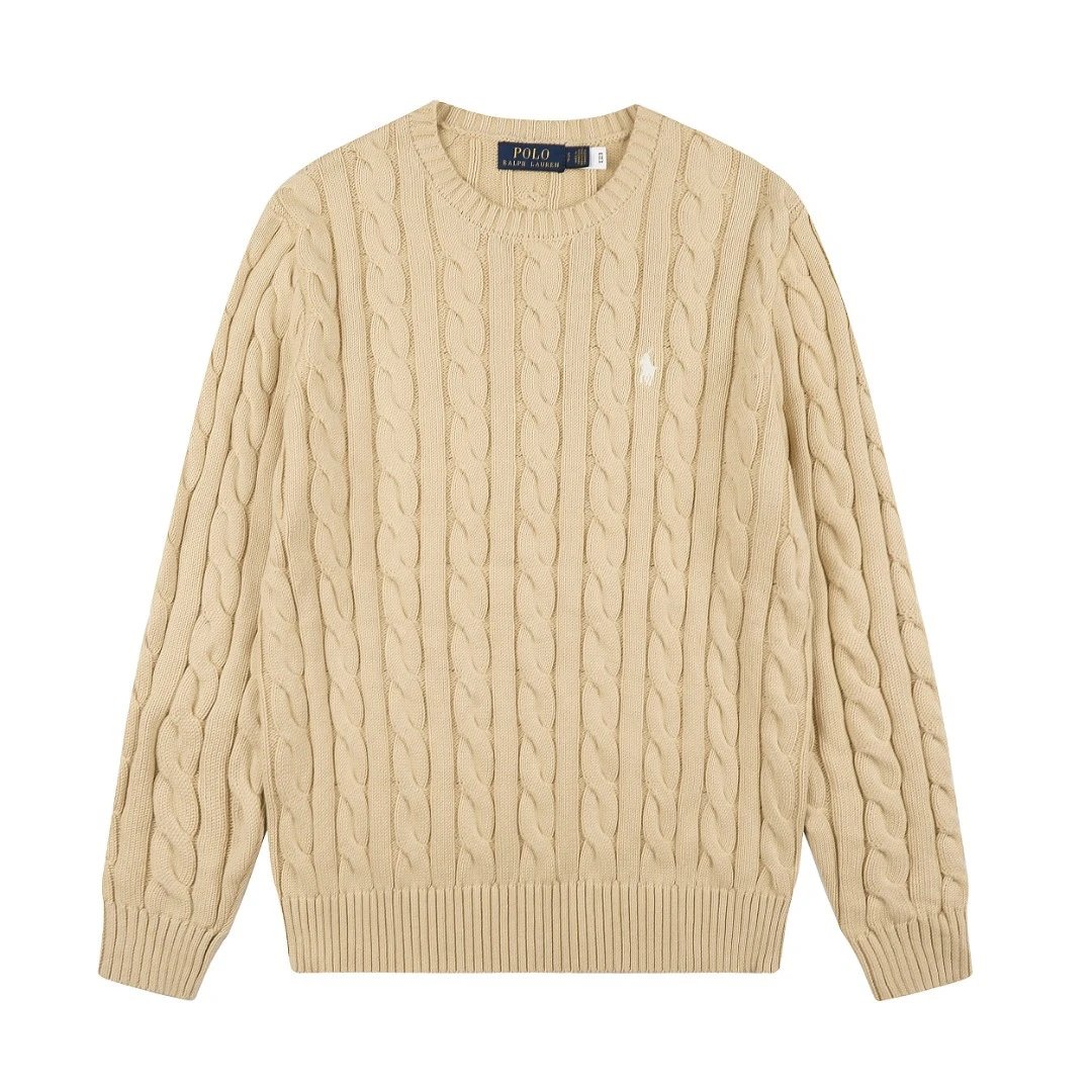 Polo Ralph Lauren Knitwear DS012 cable-knit crewneck sweater with embroidered pony logo — DS 012 Oatmeal