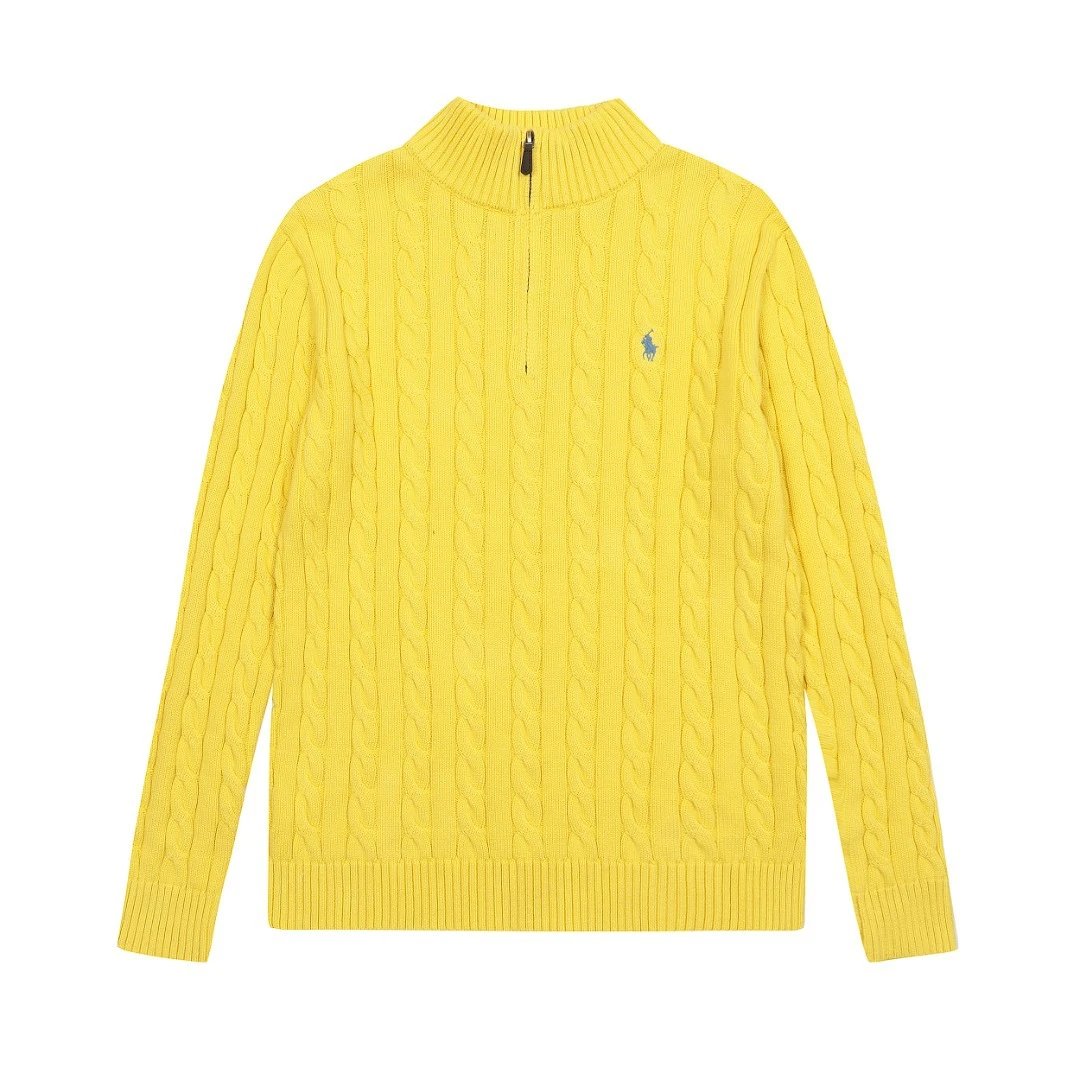 Polo Ralph Lauren Knitwear Cable-Knit Quarter-Zip Sweater — DS014 Yellow