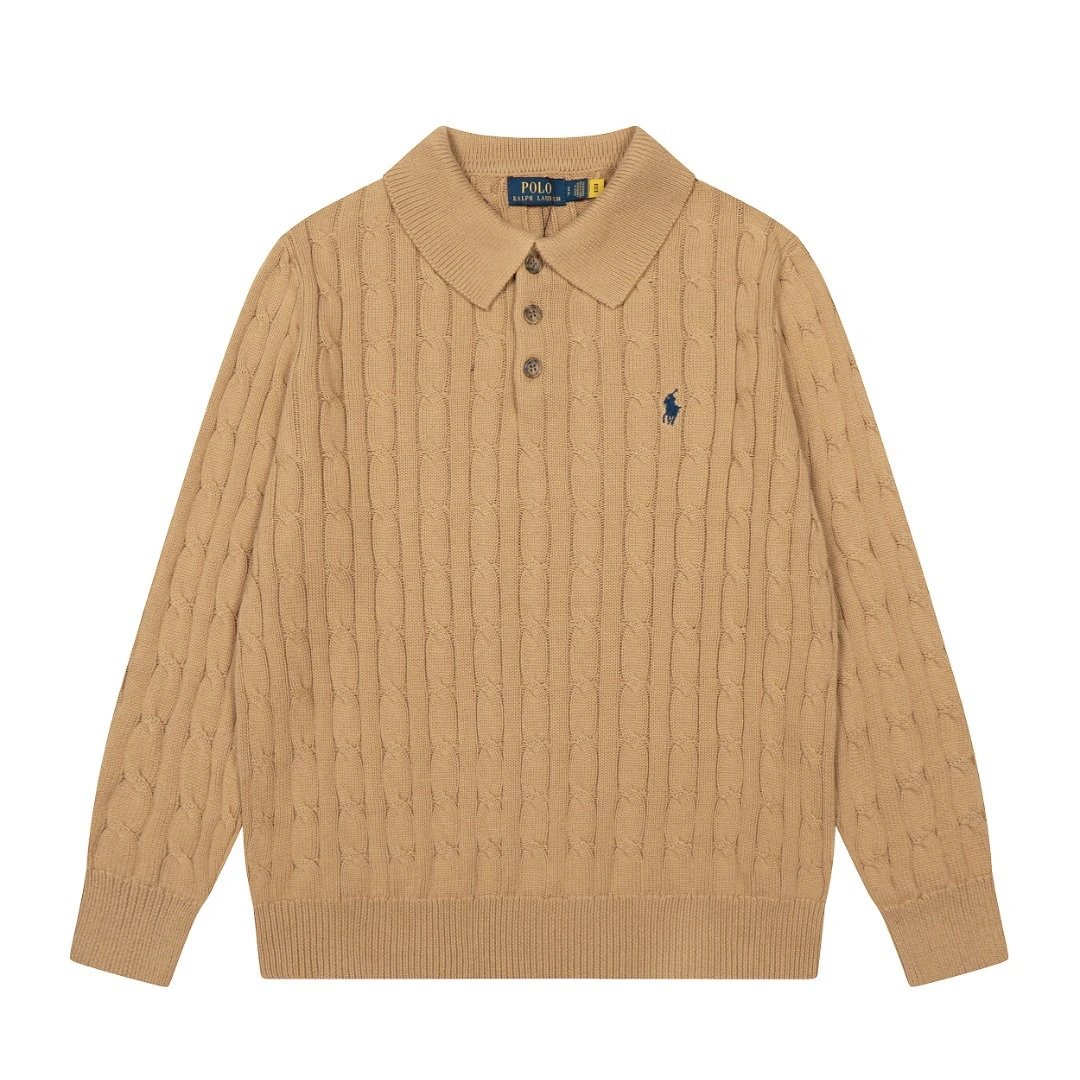 Polo Ralph Lauren Knitwear Cable-Knit Quarter-Zip Sweater — DS 862 Khaki