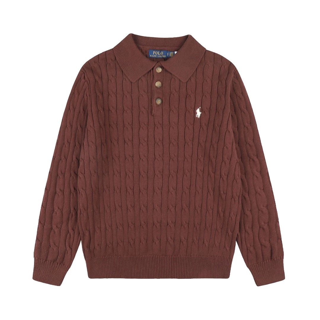 Polo Ralph Lauren Knitwear Cable-Knit Quarter-Zip Sweater — DS 862 Coffee color