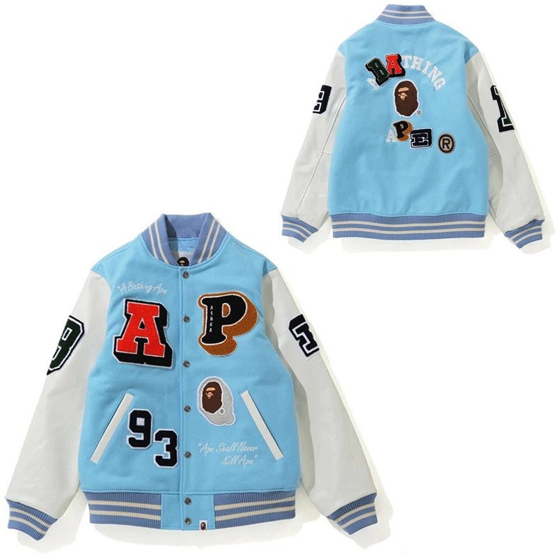 A Bathing Ape varsity Jacket Light Blue and White Outerwear