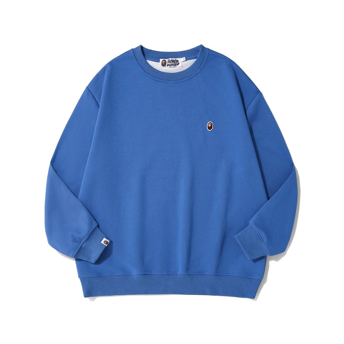A Bathing Ape Hoodies & Sweatshirts Head Embroidered Crewneck Sweatshirt — Klein blue