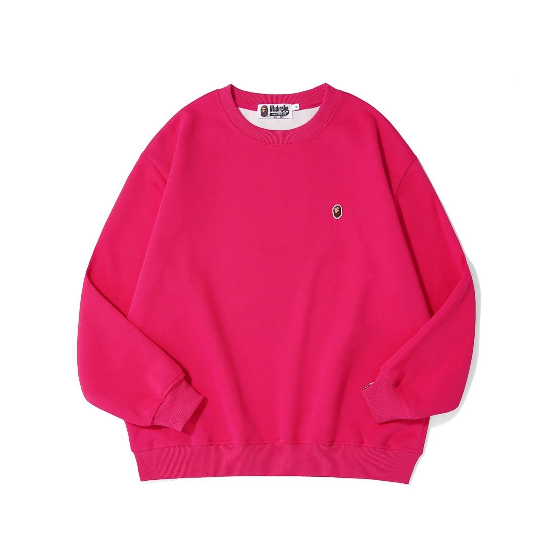 A Bathing Ape Hoodies & Sweatshirts Head Embroidered Crewneck Sweatshirt — Dragon fruit color