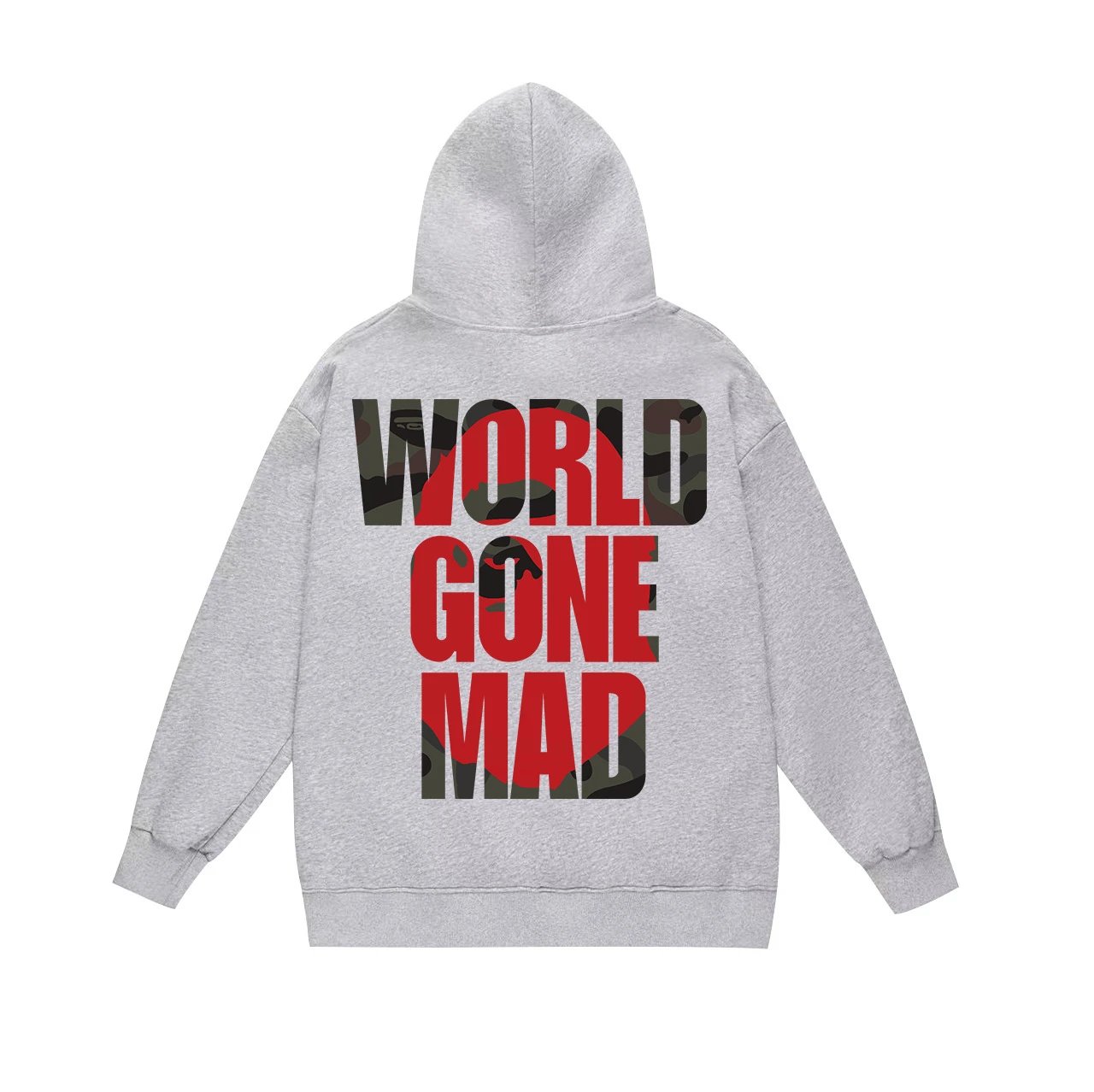 A Bathing Ape Hoodies & Sweatshirts Camo Head Graphic Pullover Hoodie — 652 gray